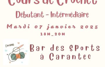 Cours débutant ou intermédiaire de crochet au BDS Le 7 janv 2025