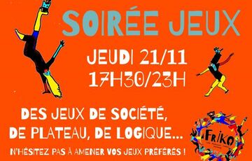 Soirée jeux au Friko Le 21 nov 2024